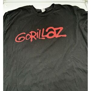 Pacific - Gorillaz Logo- Demon Days T-shirt - Size XL Black Red Text Cotton